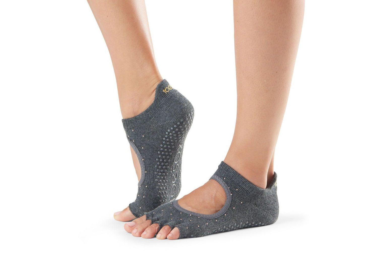 Chaussettes Toe Sox Grises Demi-orteil Avec Grip - Femme - Taille Unique