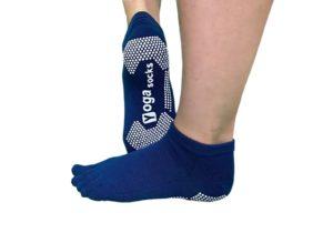 нескользящие женские синие носки с закрытыми пальцами