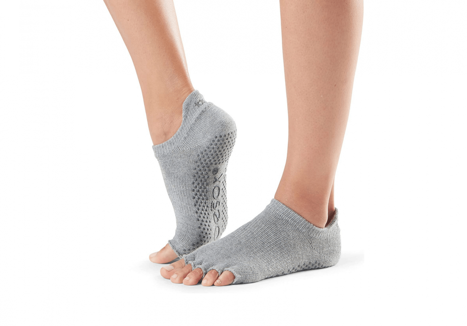 Toesox Half Toe Low Rise Grip Heather Grey