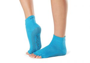 Носки для йоги ToeSox Half Toe Bellarina Grip Charcoal with Lime М  (39-42.5) - Plastinka